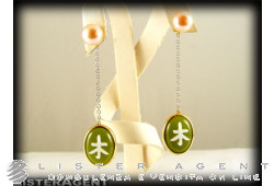 MIMI' earrings in 18Kt yellow gold pearls, green natural stone and mother of pearl Ref. 0119C21. NEW!