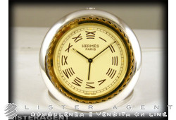 HERMES Alarm clock in two tone steel. NEW!