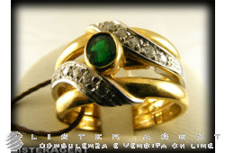 DAMIANI ring in 18Kt white and yellow gold emerald ct 0,32 and diamonds ct 0,20 H Size 16 Ref. DMN15642. NEW!