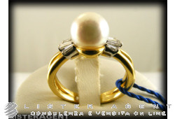 DAMIANI ring in 18Kt yellow gold pearl and diamonds ct 0,20 H Size 15 Ref. MAP38793. NEW!