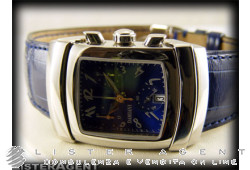 DAMIANI Ego Chronograph in steel Blue Ref. 30000130. NEW!