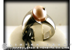 BREIL ring steel and river pearls Size 11,5 Ref. TJ0784. NEW!