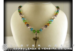 CESARE PACIOTTI necklace Rosario in 925 silver and synthetic stones Ref. JPCL0333B. NEW!