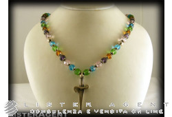 CESARE PACIOTTI necklace Rosario in 925 silver and synthetic stones Ref. JPCL0333B. NEW!