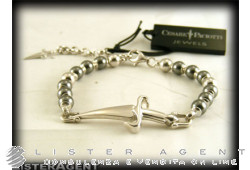 CESARE PACIOTTI bracelet in 925 silver and synthetic pearls Ref. JPBR0378B. NEW!