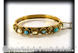 BRACELET in 18Kt goldpearls and dough of turquoise. USED!