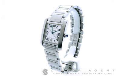 CARTIER Tank Francaise Large Automatic Model in steel Argentè Ref. W51002Q3. USED! 