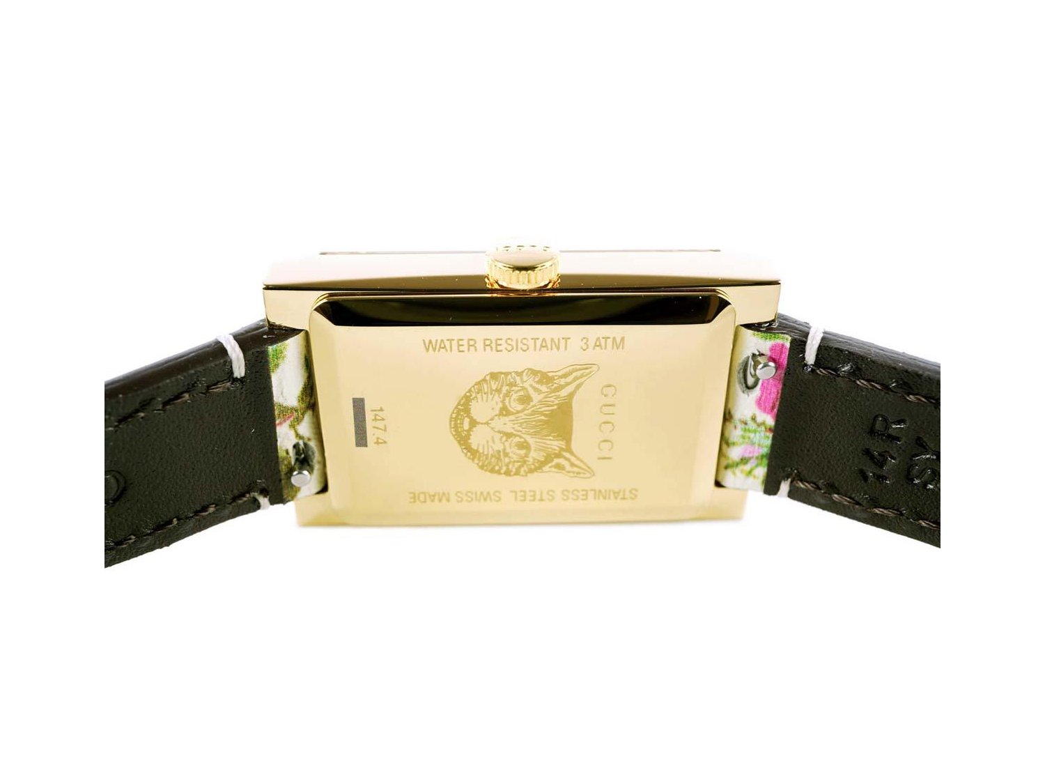GUCCI Mod. 147MD G Frame Lady Quartz in yellow gold pated steel Mother of pearl Ref. YA147406. NEW