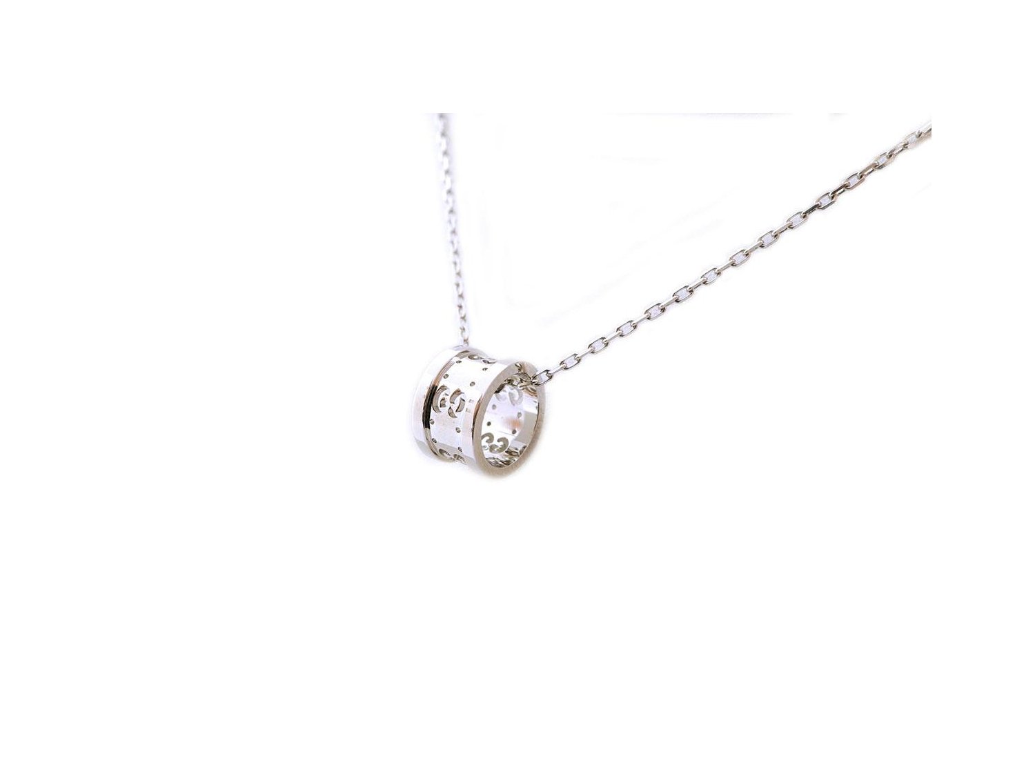 GUCCI Icon Twirl necklace in 18Kt white gold Ref. YBB21416900300U. NEW