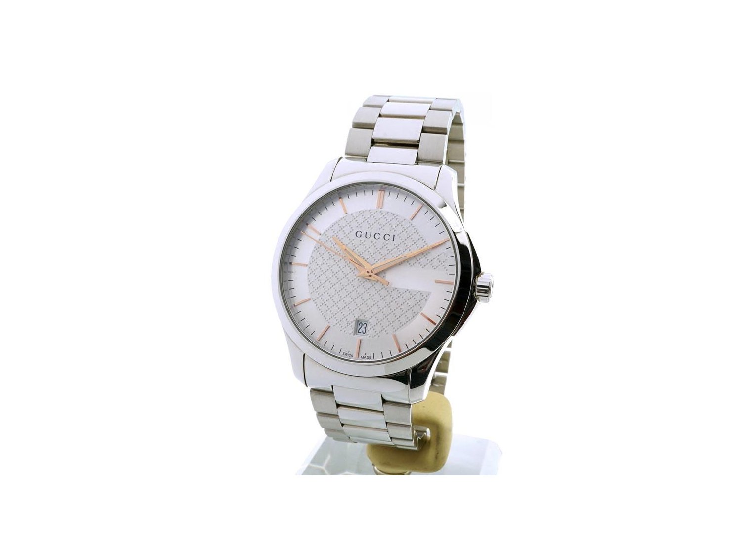 GUCCI G Timeless Mod. 126MD in steel Argent Ref. YA126442. NEW