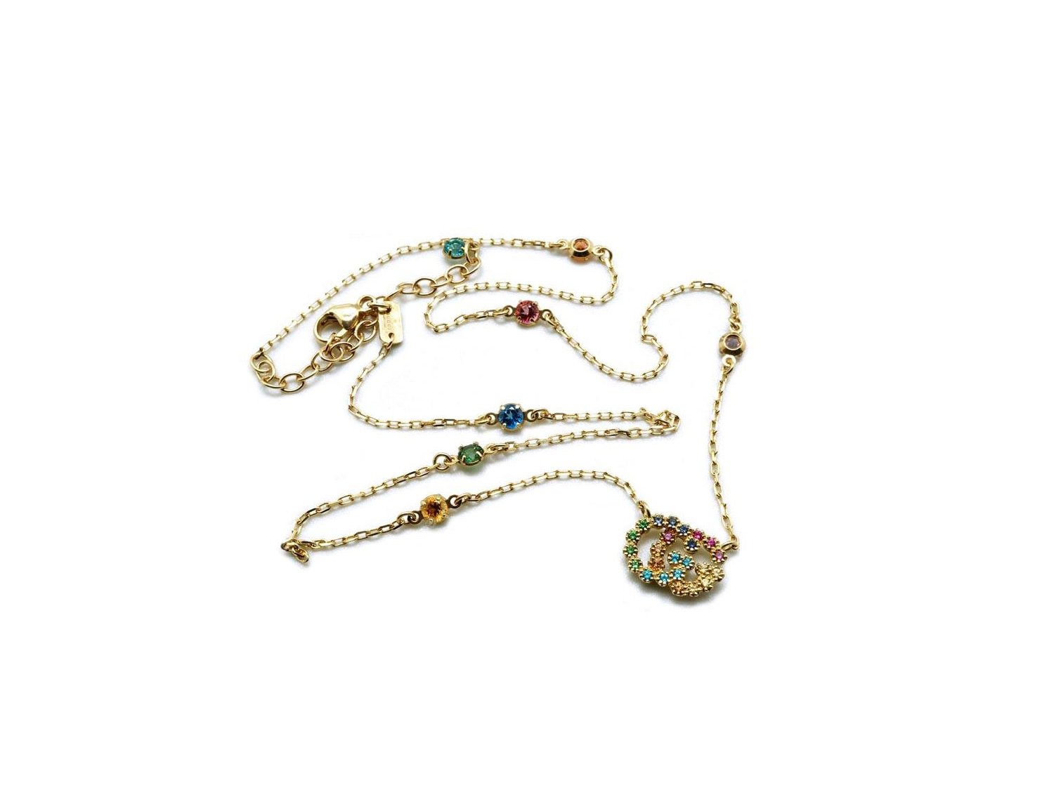GUCCI Running G necklace in 18Kt yellow gold with natural stones Ref. YBB48162300100U. NEW Lister Agent