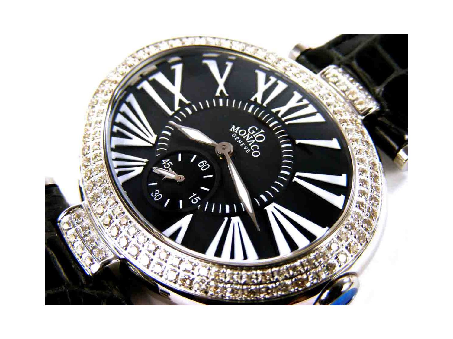 GIO MONACO Diva in steel and diamonds Black Ref. 103 A. NEW