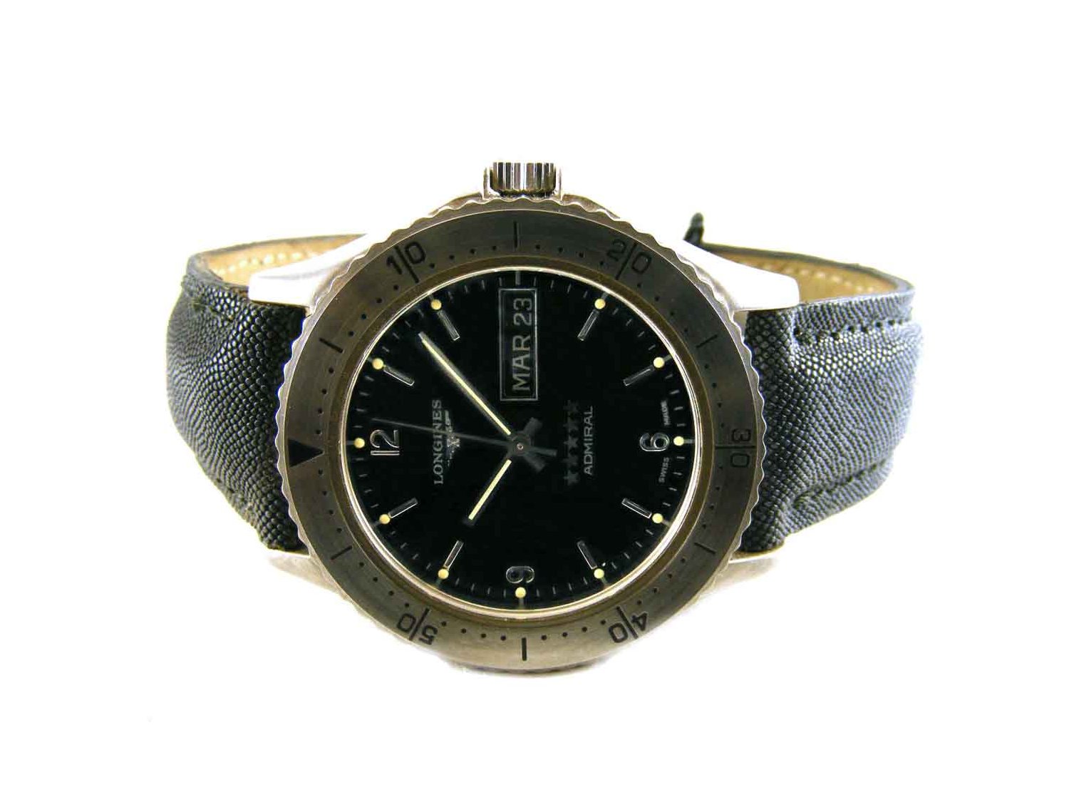 LONGINES Admiral Day Date automatic in steel Black AUT Ref. 4165708. NEW