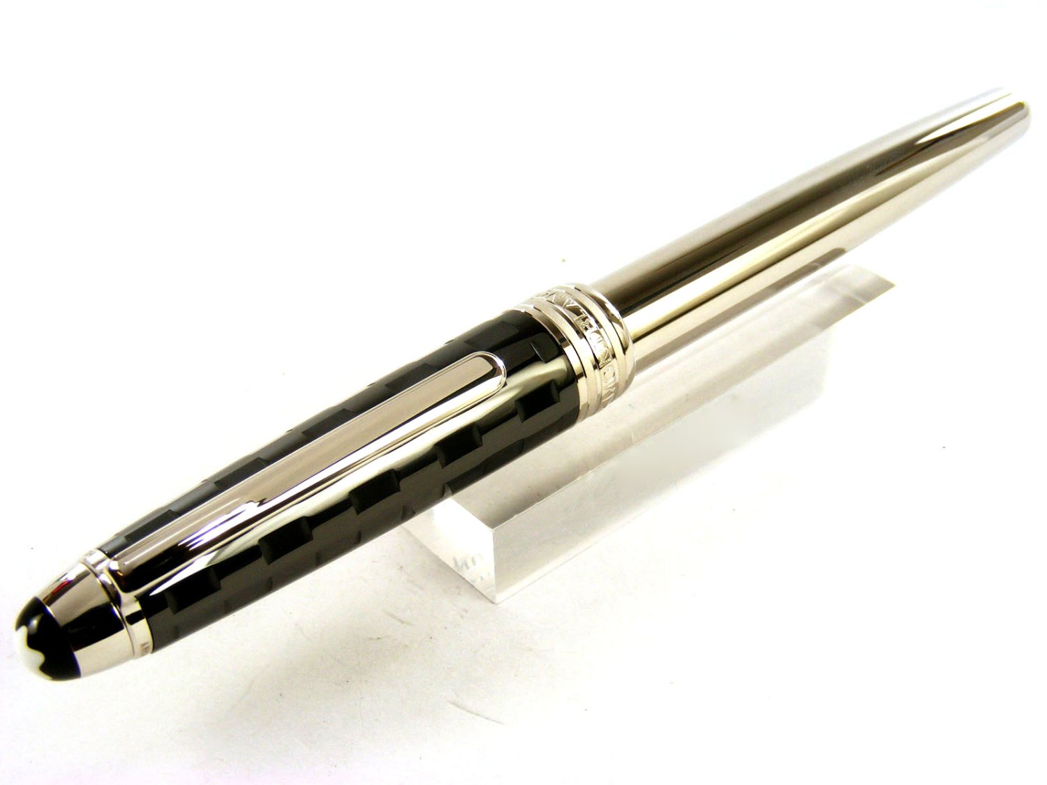 MONTBLANC roller pen Meisterstuck Solitaire in steel and black ceramic Prisma Ref. 103107. NEW Lister Agent