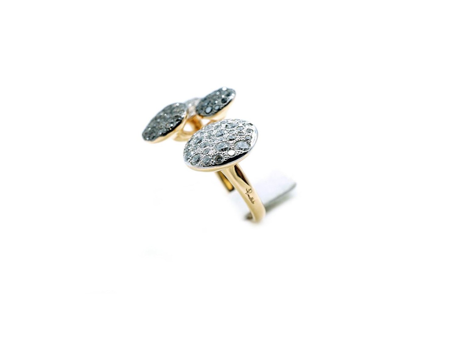 POMELLATO Sabbia ring in 18Kt rose gold with brown and black treated white diamonds Size 14 Ref. PAC0010 07BWR DBX00 48. NEW