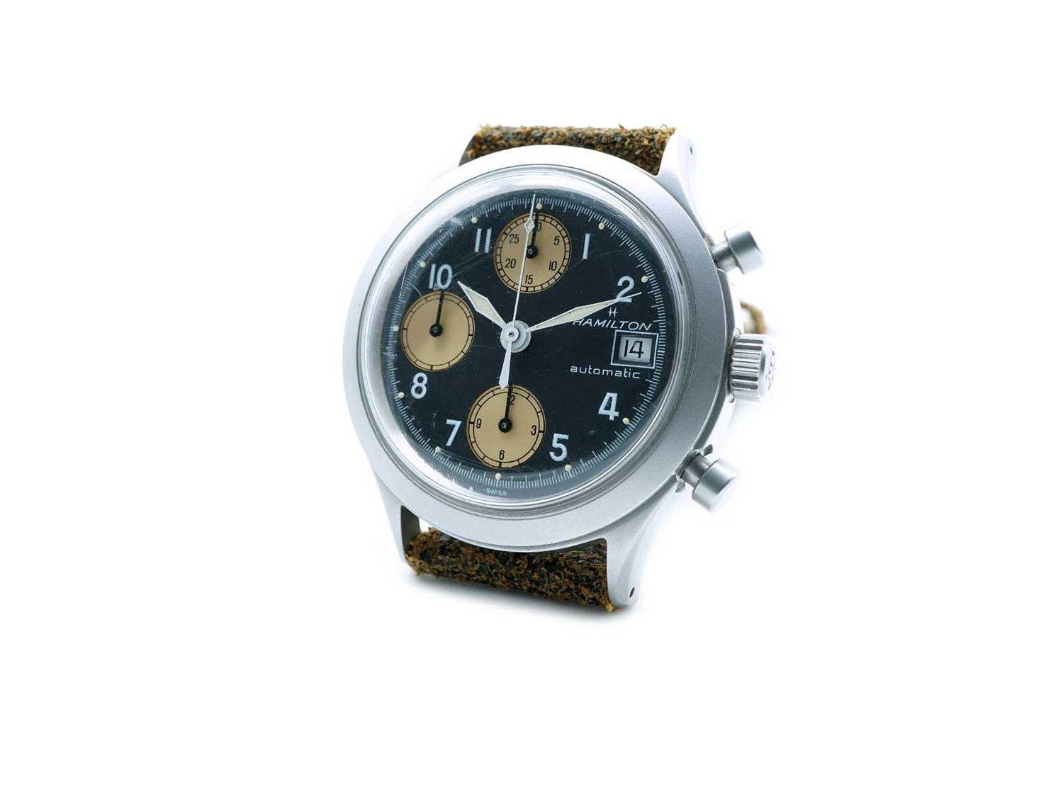 HAMILTON Automatic Chronograph in satin steel Black AUT Ref. 9941A. USED