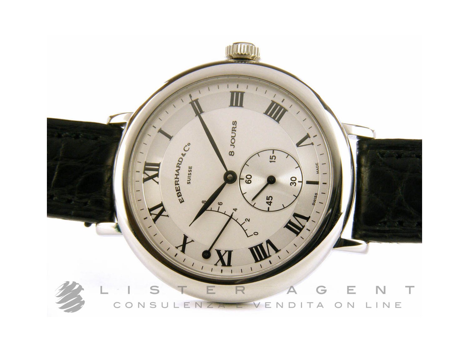 EBERHARD 8 Jours in steel Argente hand winding Ref. 21017VZCP. NEW Lister Agent