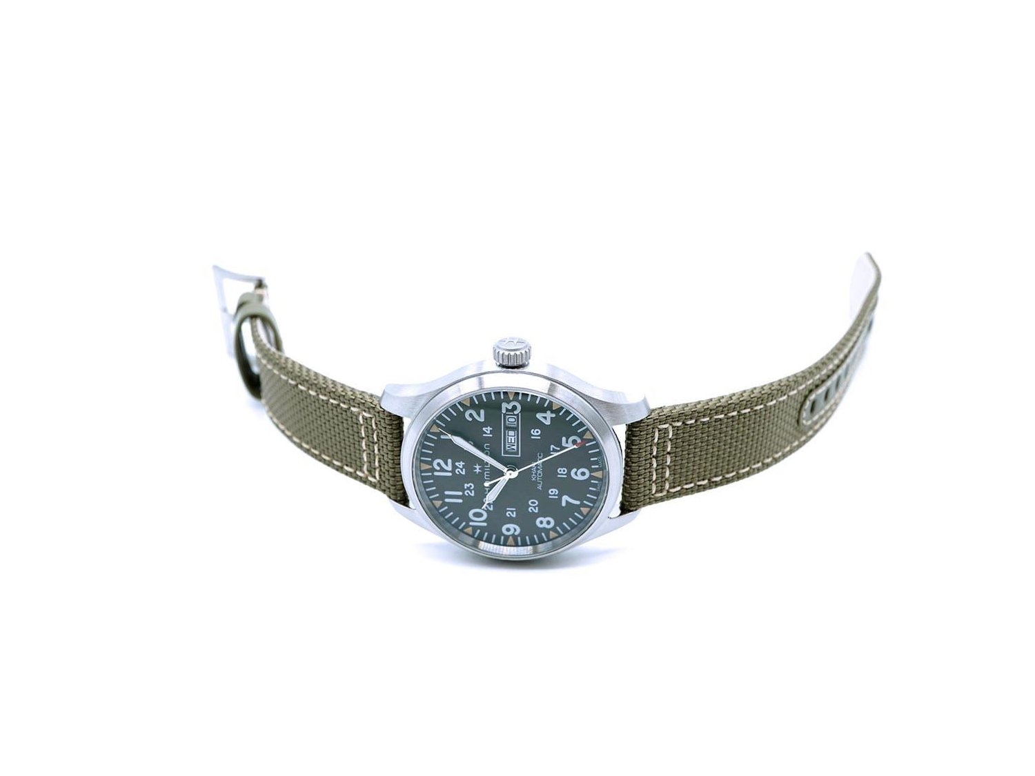 HAMILTON Khaki Field Day Date Automatic steel Ref. H70535081. NEW Lister Agent