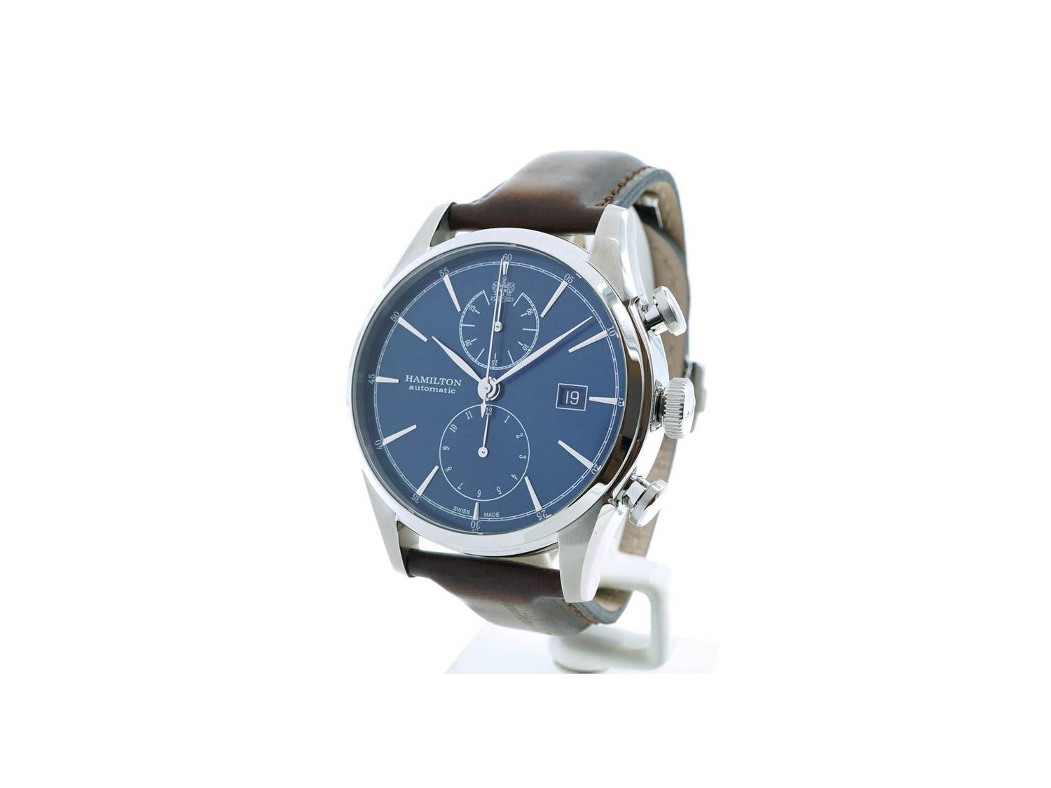 HAMILTON American Classic Spirit of Liberty Automatic Chronograph in steel Blue Ref. H32416541. NEW
