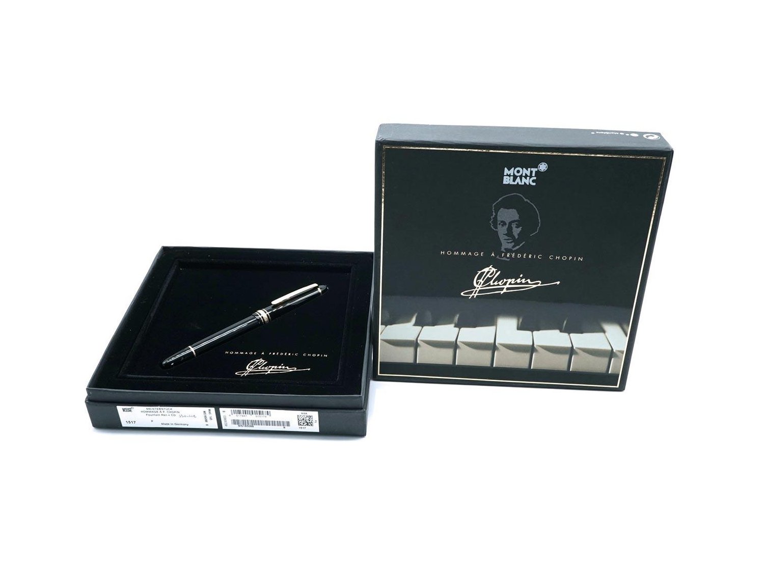 MONTBLANC Meisterstuck Hommage a Frederic Chopin fountain pen in black resin and yellow goldplated metal Ref. 1517. NEW Lister Agent