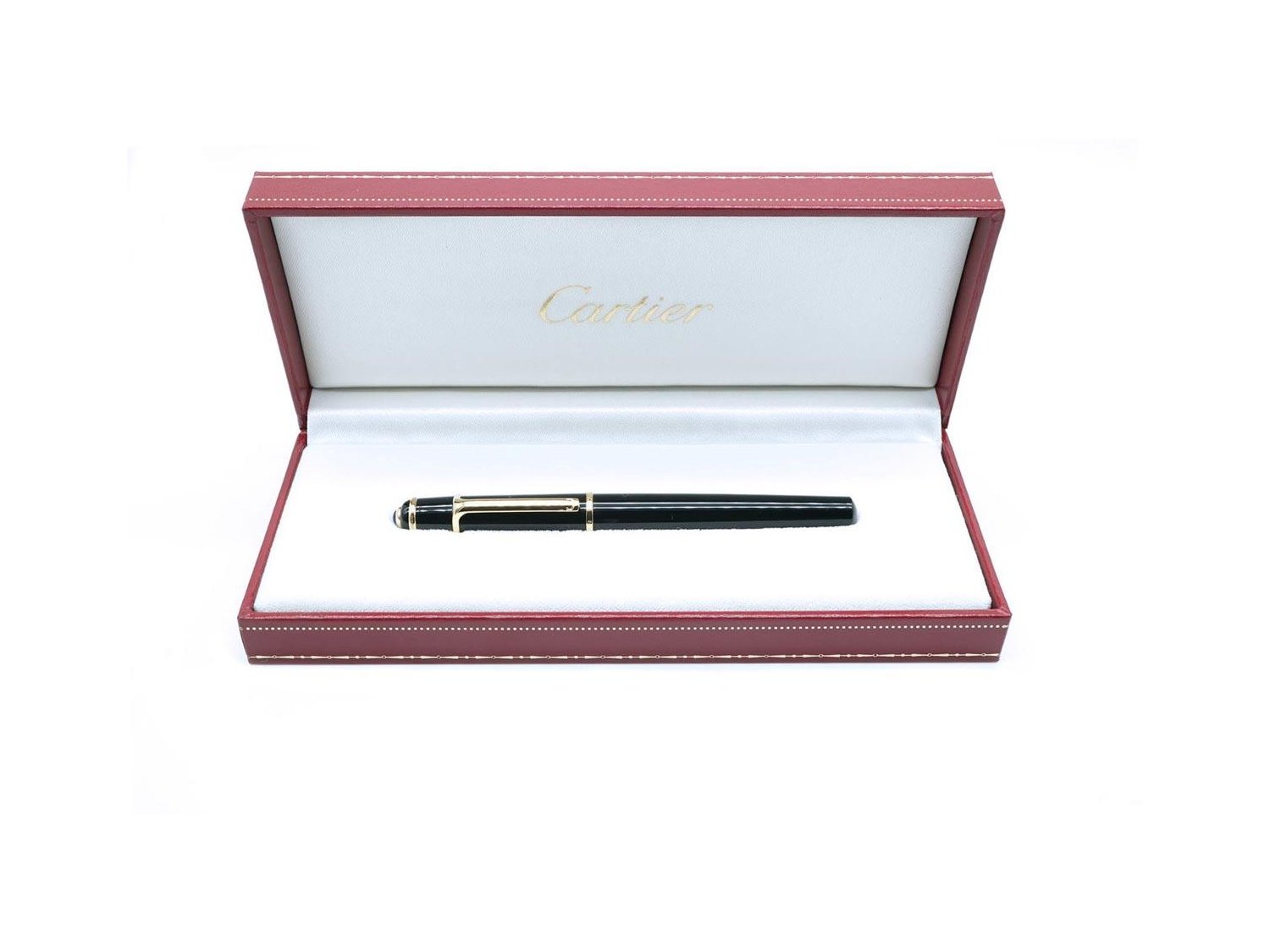 CARTIER mini Diabolo fountain pen in yellow gold plated steel and black composite Ref. ST180008. NEW Lister Agent