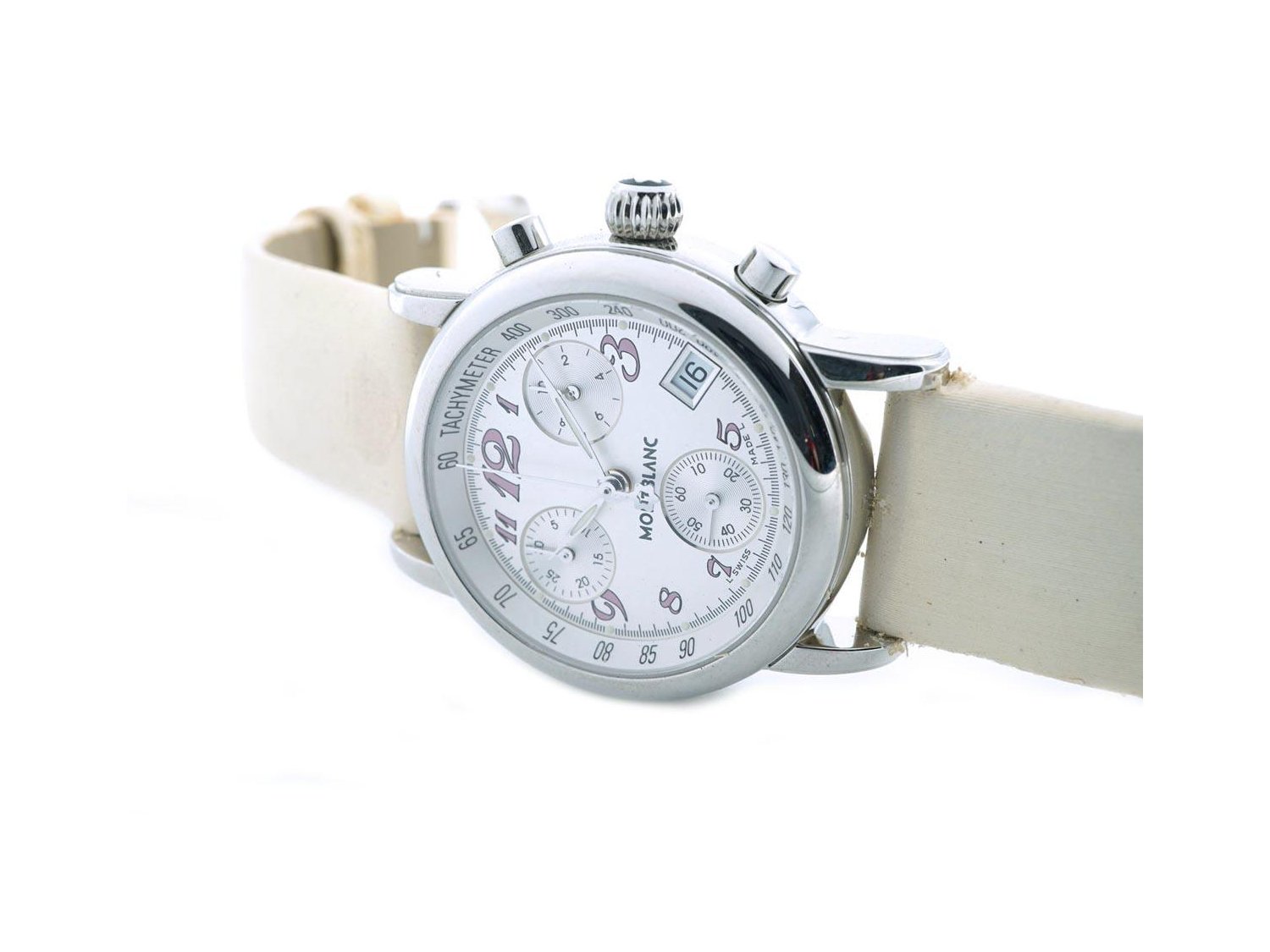 MONTBLANC Meisterstuck Lady chronograph in steel Argent Ref. 7039. NEW
