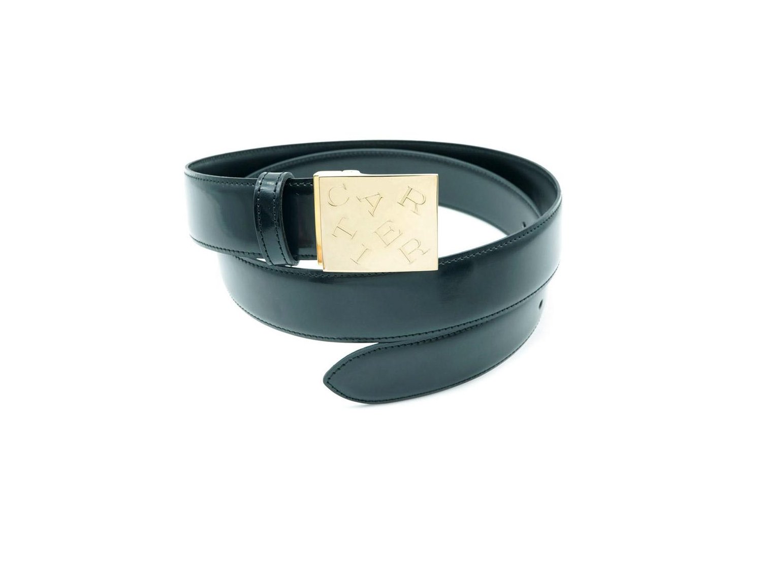 CARTIER belt in black leather with gold plated steel buckle Ref. L5000341 EF. NEW