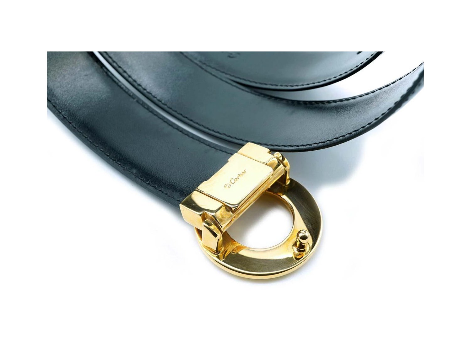 美しい black in belt Panthére CARTIER leather gold-plated with 小物