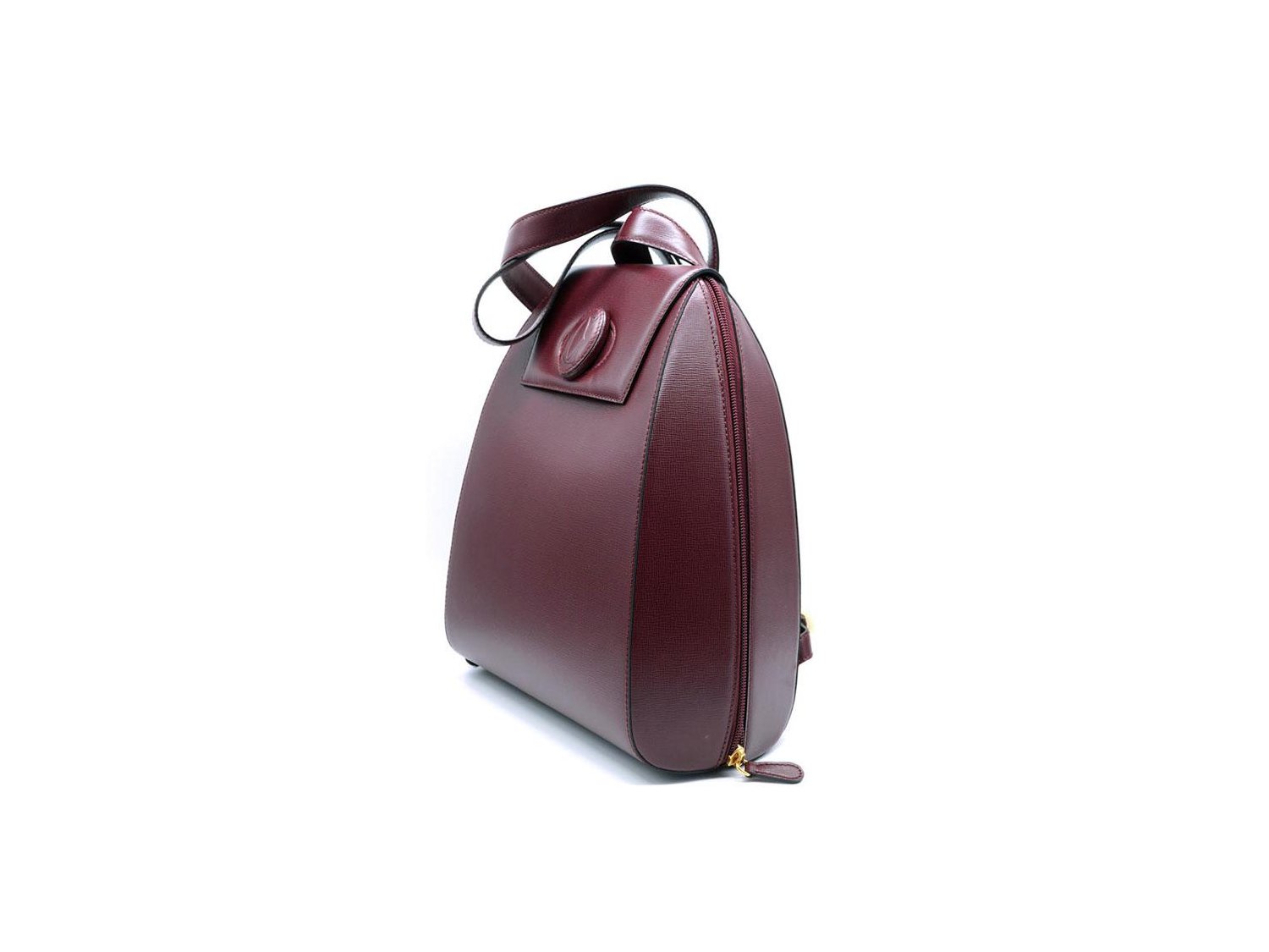CARTIER Zainetto con maniglia in pelle bordeaux Ref. L1000216. NUOVO