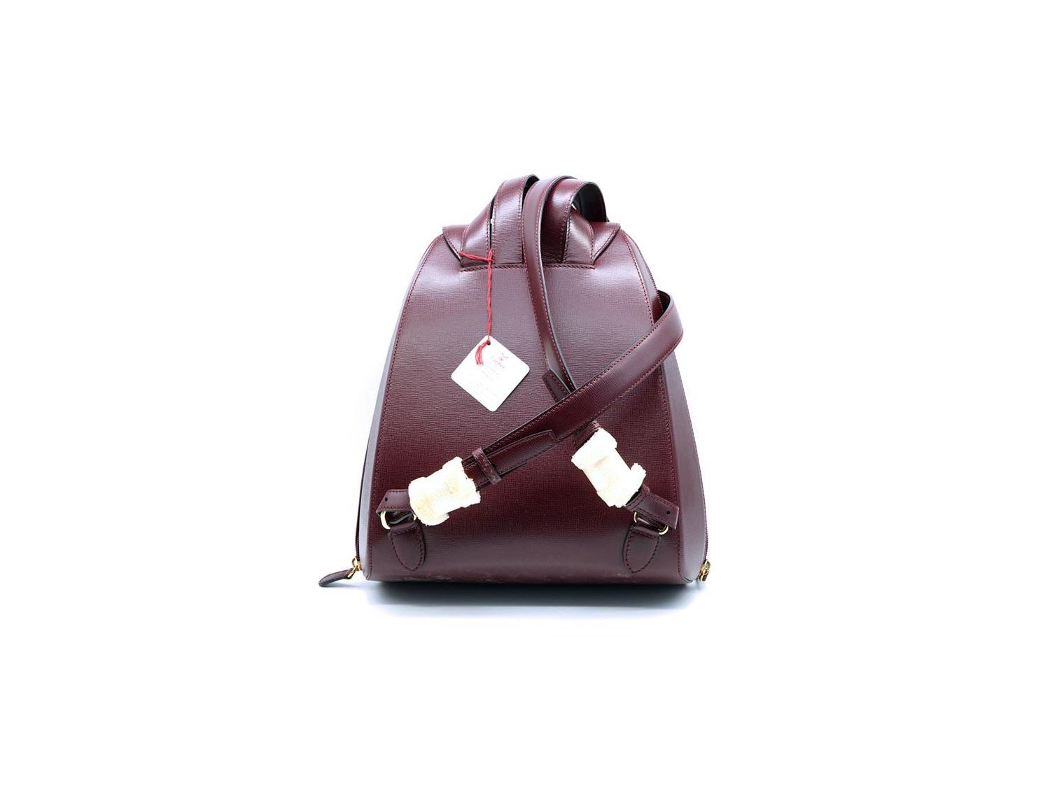 CARTIER Zainetto con maniglia in pelle bordeaux Ref. L1000216. NUOVO