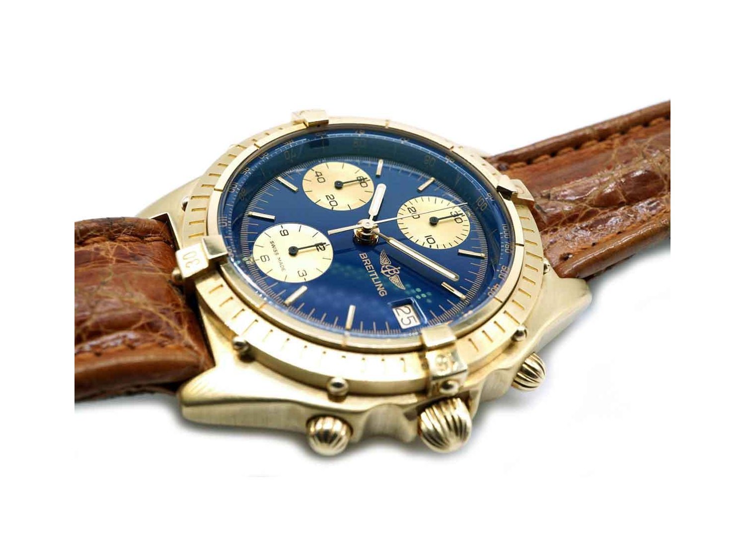 BREITLING Chronomat Automatic Chronograph in 18Kt yellow gold Blue Ref. 81950 1583. NEW