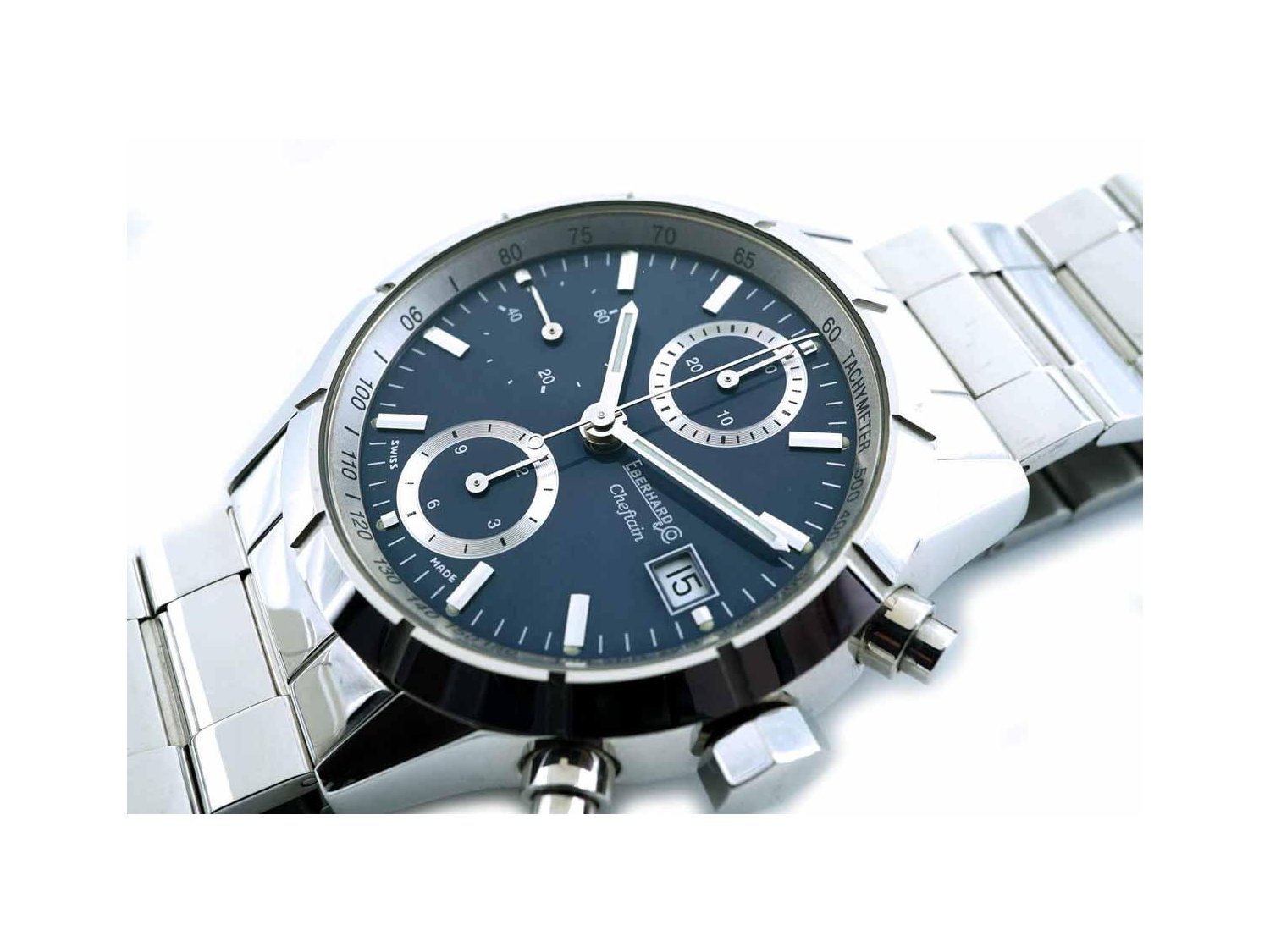 EBERHARD CO Cheftain Automatic Chronograph in Blue steel Ref. 31048. NEW