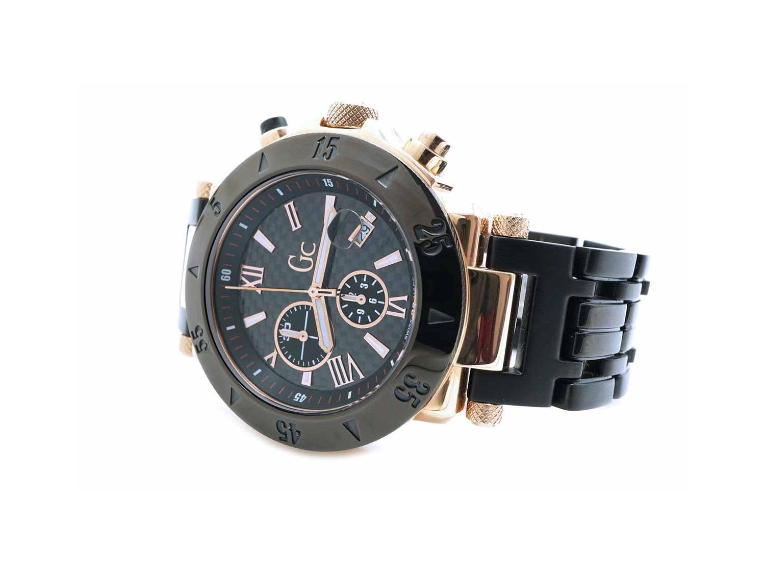 GC GUESS SE 1 Series Chronograph in rose gold plated steel and Pvd Carbon Fiber Ref. GC27479 008 00. USED