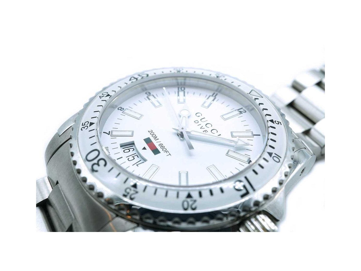 GUCCI Dive Quarzo in acciaio Bianco Ref. YA136302. USATO