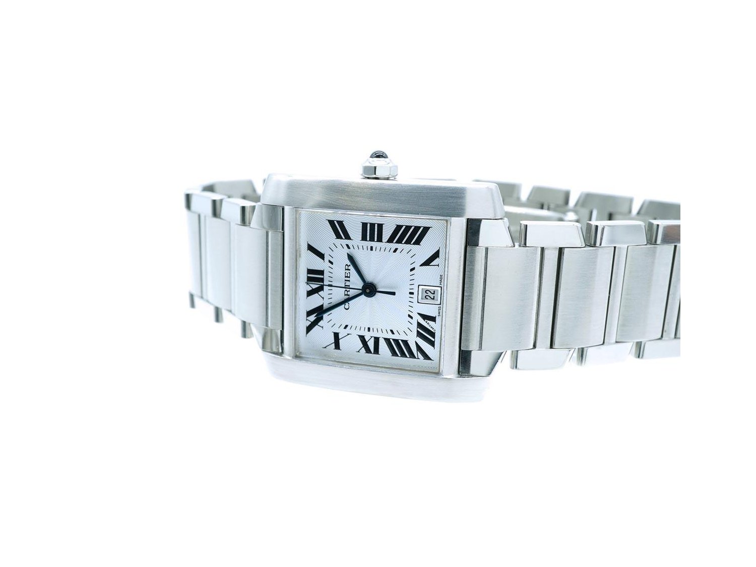 CARTIER Tank Francaise Large Automatic Model in steel Argent Ref. W51002Q3. USED