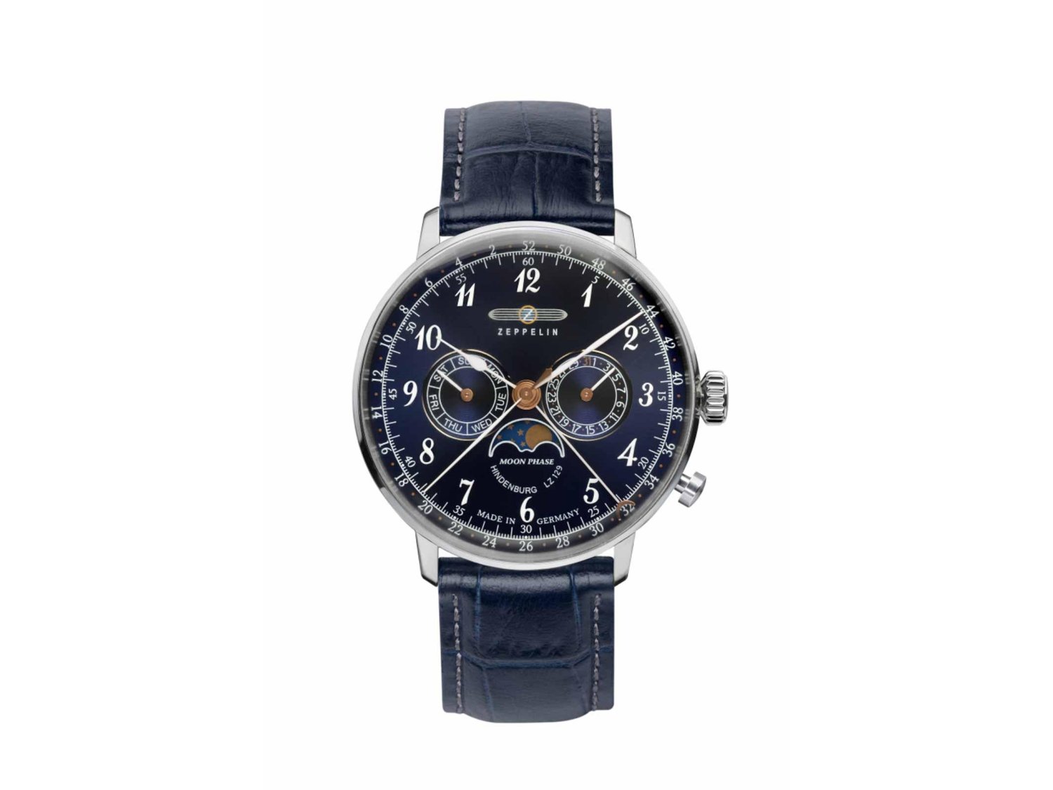 ZEPPELIN LZ129 Hindenburg Moonphase MEN in steel Blue Ref. 7036 3. NEW