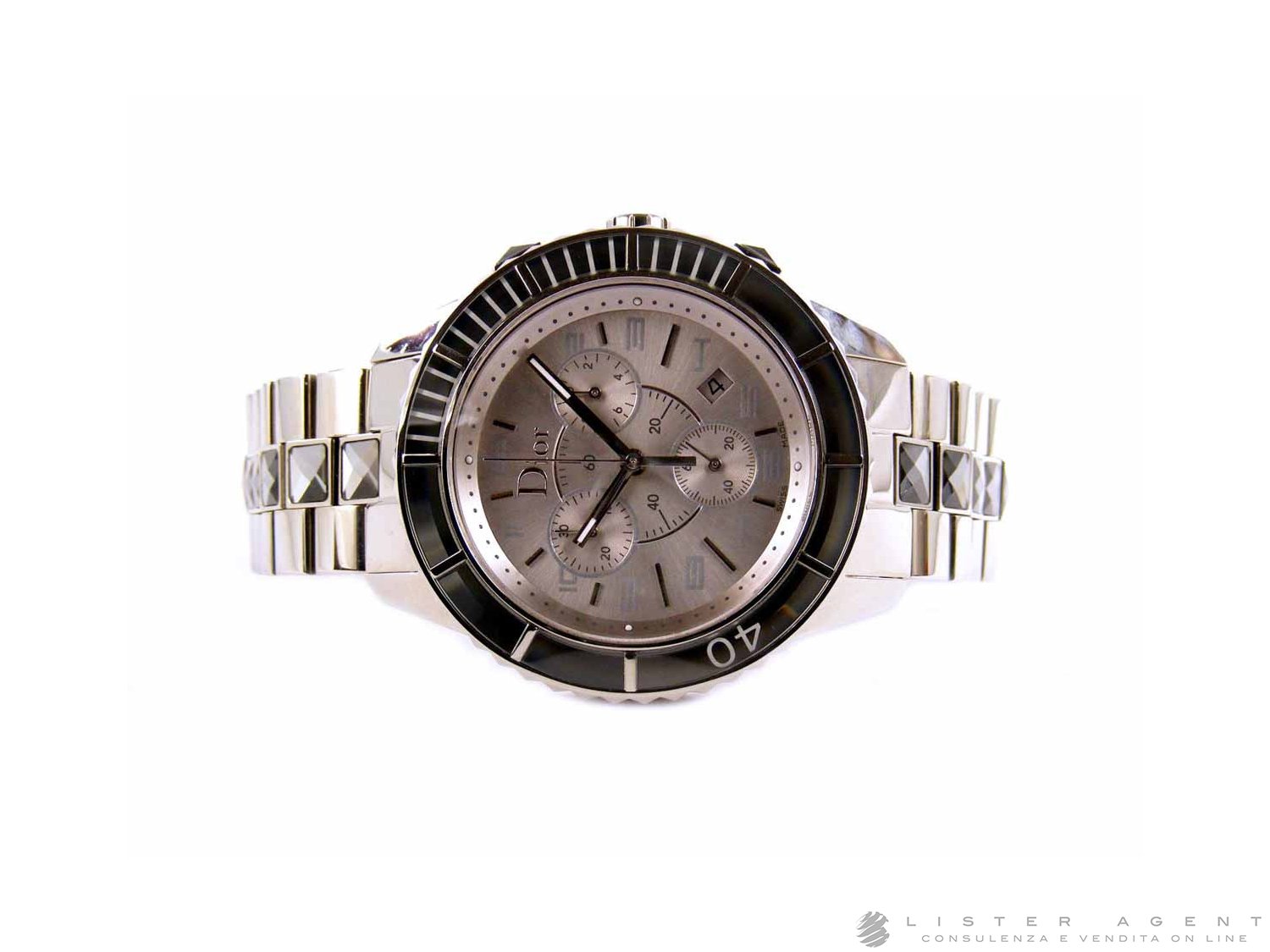 CHRISTIAN DIOR Christal chronographe en acier Gris Ref. CD114312M001. NEUF
