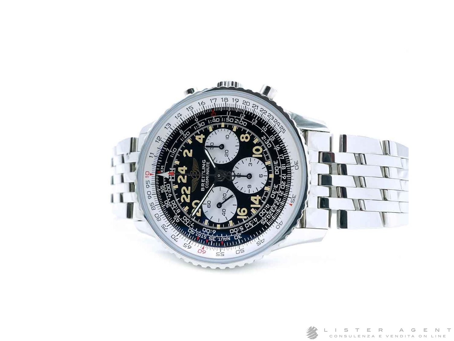 BREITLING Cosmonaute 24H Chronographe Remontage manuel en acier Noir Ref. A12322. NEUF Lister Agent