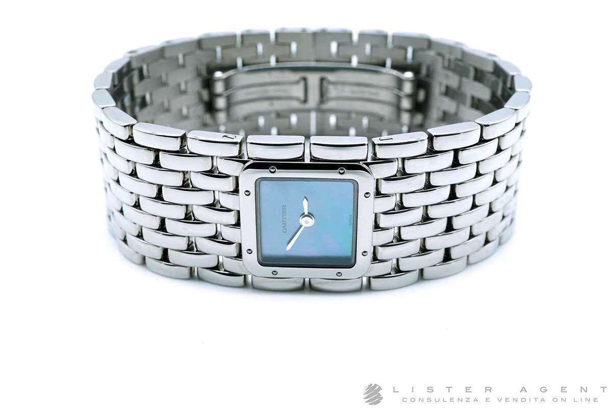 CARTIER Panth re Ruban Quartz en acier Nacre bleue Ref. 2420. NEUF