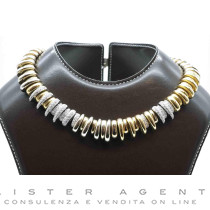 POMELLATO collana Tubolare in oro giallo e bianco con diamanti ct 10.00 Ref. C.9913/B3. NUOVA!