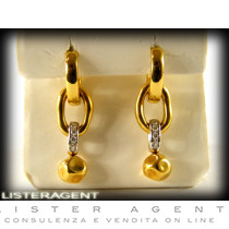 POMELLATO Boucles d'oreilles en or jaune et blanc 18Kt avec diamants ct 0,22. NEUF!