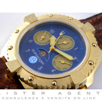 VOLKSWAGEN montre Phases de Lune en acier plaqué or Bleu. NEUF!