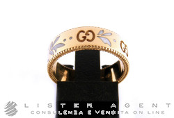 GUCCI bague Icon 6MM en or rose 18Kt et émail blanc Taille 14 Ref. YBC434525002014. NEUF!