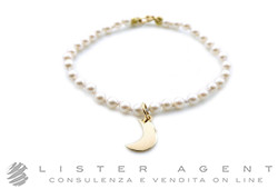 BRACELET pour enfant avec Lune en or jaune 18Kt et perles naturelles mm 3,80. NEUF!