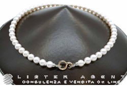 BLUE LAGOON by MIKIMOTO collier avec perles japonaises mm 7,5/7,9 avec fermoir en or rose et blanc 18Kt et diamants ct 0,04 Ref. 0CH664 3221. NEUF!