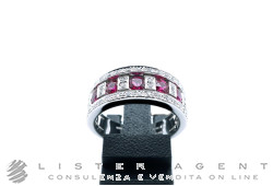 DAMIANI anello Belle Epoque in oro bianco 18Kt con diamanti ct 0.18 H e rubini ct 0.90 Mis 15.5 Ref. 20000839. NUOVO!