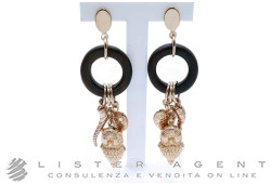 VANTO orecchini Cuori Gufi e Cornetti in argento 925 placcato oro rosa e pietre naturali Ref. OR1350AG. NUOVI!