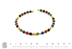 BRACCIALE in oro giallo 18Kt con granati, agata nera, lapislazzuli e giada. USATO!