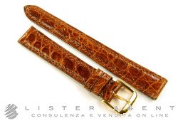 Bracelet OMEGA en cuir de crocodile marron MM 14,00 avec boucle en acier plaqué or jaune. NEUF!