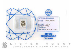 DIAMANT en blister ct 1,72 I VVS2 certifié par IGICOM Ref. 44669. NEUF!